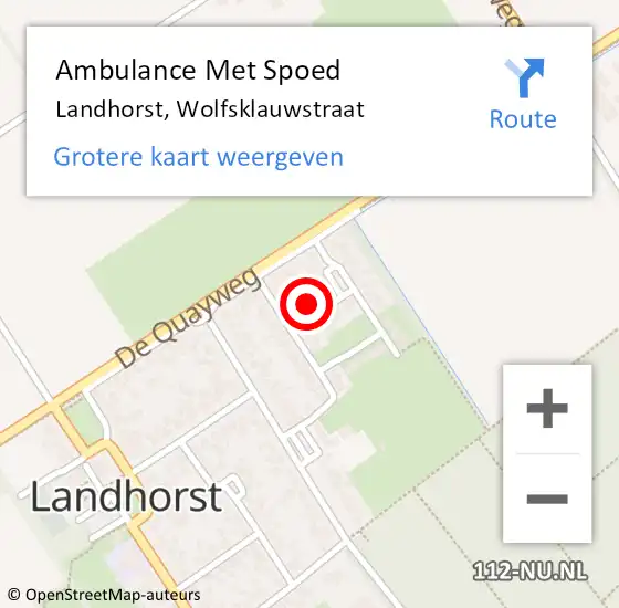 Locatie op kaart van de 112 melding: Ambulance Met Spoed Naar Landhorst, Wolfsklauwstraat op 27 september 2016 07:25