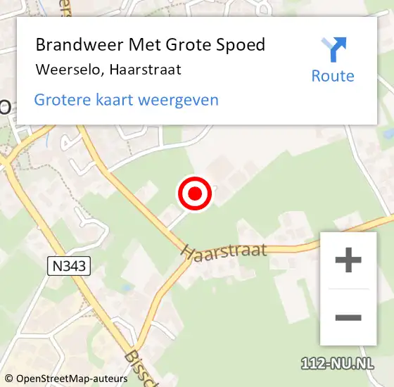Locatie op kaart van de 112 melding: Brandweer Met Grote Spoed Naar Weerselo, Haarstraat op 27 september 2016 07:42