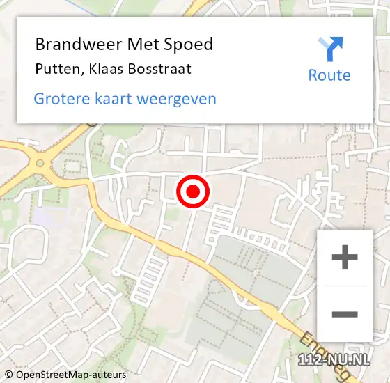 Locatie op kaart van de 112 melding: Brandweer Met Spoed Naar Putten, Klaas Bosstraat op 27 september 2016 08:19