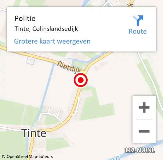 Locatie op kaart van de 112 melding: Politie Tinte, Colinslandsedijk op 27 september 2016 08:21