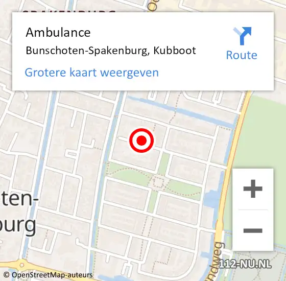 Locatie op kaart van de 112 melding: Ambulance Bunschoten-Spakenburg, Kubboot op 27 september 2016 08:30