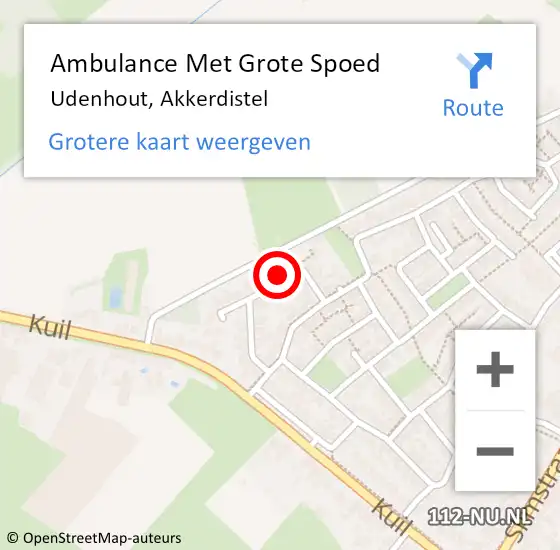 Locatie op kaart van de 112 melding: Ambulance Met Grote Spoed Naar Udenhout, Akkerdistel op 27 september 2016 08:31