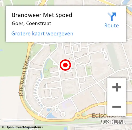 Locatie op kaart van de 112 melding: Brandweer Met Spoed Naar Goes, Coenstraat op 27 september 2016 08:43