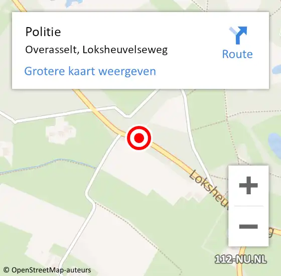 Locatie op kaart van de 112 melding: Politie Overasselt, Loksheuvelseweg op 27 september 2016 08:56