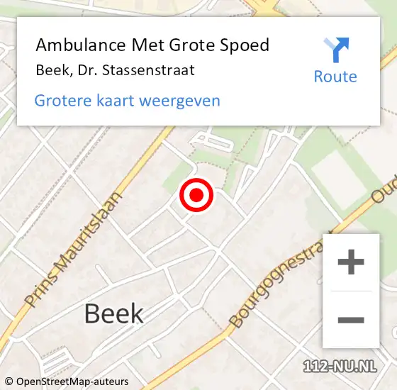 Locatie op kaart van de 112 melding: Ambulance Met Grote Spoed Naar Beek, Dr. Stassenstraat op 28 december 2013 16:31