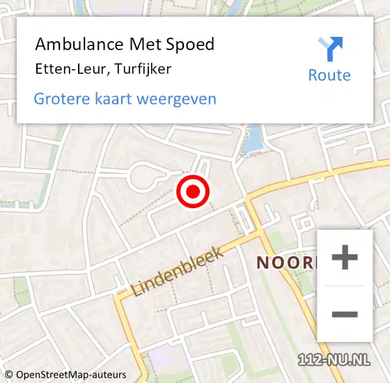 Locatie op kaart van de 112 melding: Ambulance Met Spoed Naar Etten-Leur, Turfijker op 27 september 2016 09:41