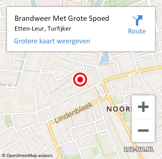 Locatie op kaart van de 112 melding: Brandweer Met Grote Spoed Naar Etten-Leur, Turfijker op 27 september 2016 09:43