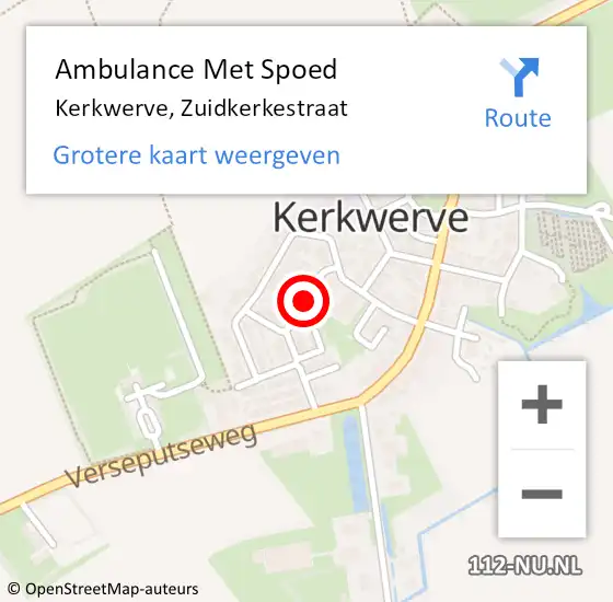 Locatie op kaart van de 112 melding: Ambulance Met Spoed Naar Kerkwerve, Zuidkerkestraat op 27 september 2016 09:43