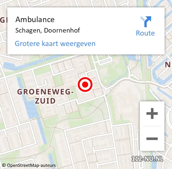 Locatie op kaart van de 112 melding: Ambulance Schagen, Doornenhof op 27 september 2016 09:47