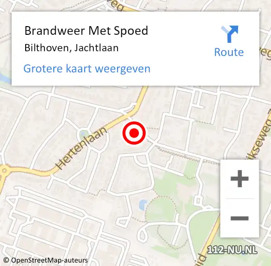 Locatie op kaart van de 112 melding: Brandweer Met Spoed Naar Bilthoven, Jachtlaan op 28 december 2013 16:43