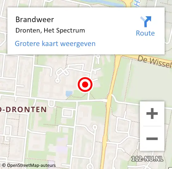 Locatie op kaart van de 112 melding: Brandweer Dronten, Het Spectrum op 27 september 2016 12:07