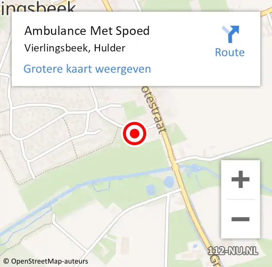 Locatie op kaart van de 112 melding: Ambulance Met Spoed Naar Vierlingsbeek, Hulder op 27 september 2016 12:55