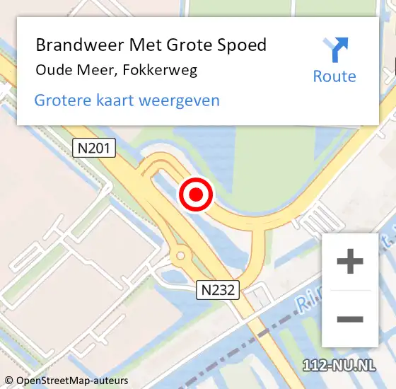 Locatie op kaart van de 112 melding: Brandweer Met Grote Spoed Naar Oude Meer, Fokkerweg op 27 september 2016 13:20