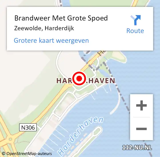 Locatie op kaart van de 112 melding: Brandweer Met Grote Spoed Naar Zeewolde, Harderdijk op 27 september 2016 13:32