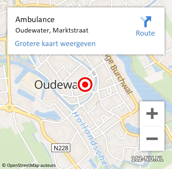 Locatie op kaart van de 112 melding: Ambulance Oudewater, Marktstraat op 28 december 2013 17:07