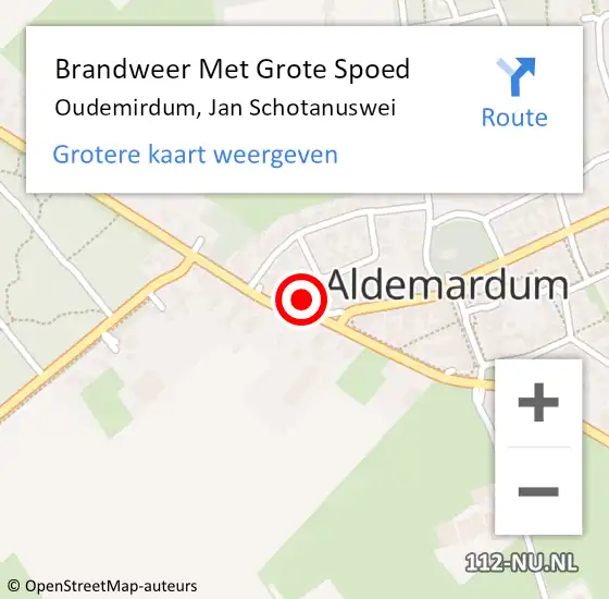 Locatie op kaart van de 112 melding: Brandweer Met Grote Spoed Naar Oudemirdum, Jan Schotanuswei op 27 september 2016 14:04