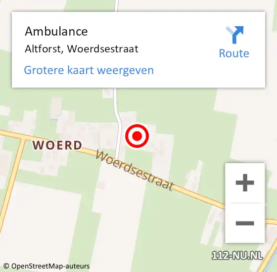 Locatie op kaart van de 112 melding: Ambulance Altforst, Woerdsestraat op 27 september 2016 14:10