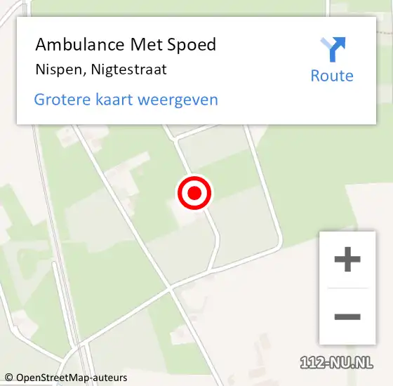 Locatie op kaart van de 112 melding: Ambulance Met Spoed Naar Nispen, Nigtestraat op 27 september 2016 14:32