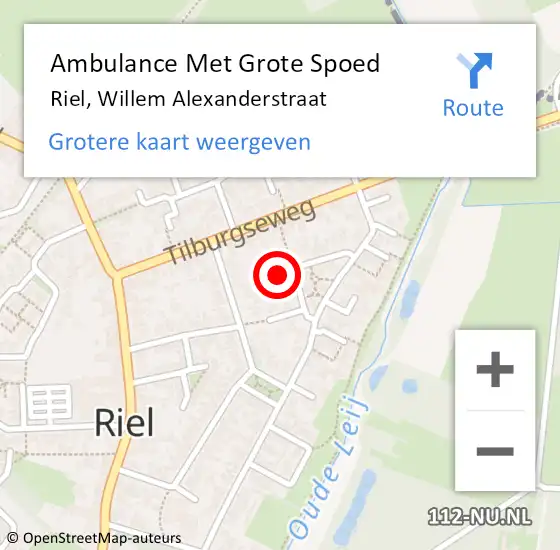 Locatie op kaart van de 112 melding: Ambulance Met Grote Spoed Naar Riel, Willem Alexanderstraat op 27 september 2016 14:35