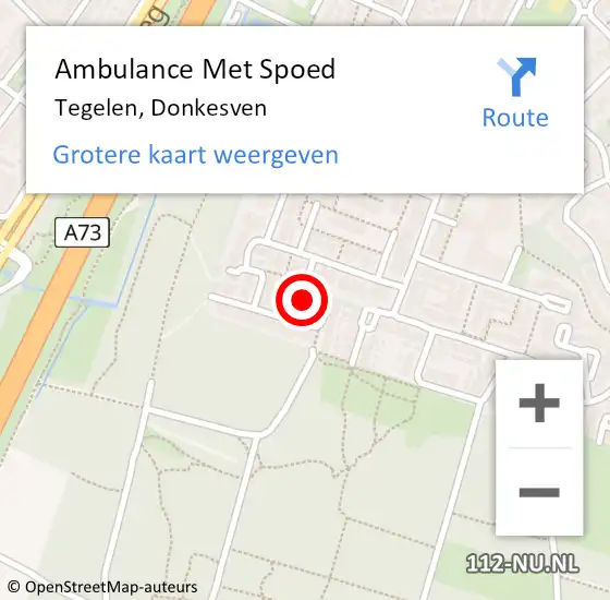 Locatie op kaart van de 112 melding: Ambulance Met Spoed Naar Tegelen, Donkesven op 27 september 2016 14:41