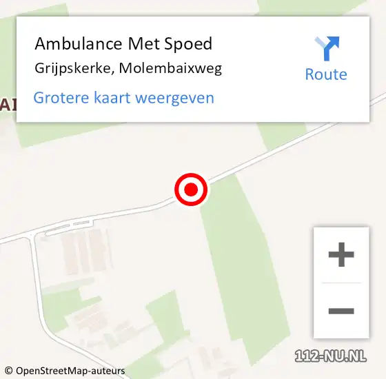 Locatie op kaart van de 112 melding: Ambulance Met Spoed Naar Grijpskerke, Molembaixweg op 27 september 2016 14:53