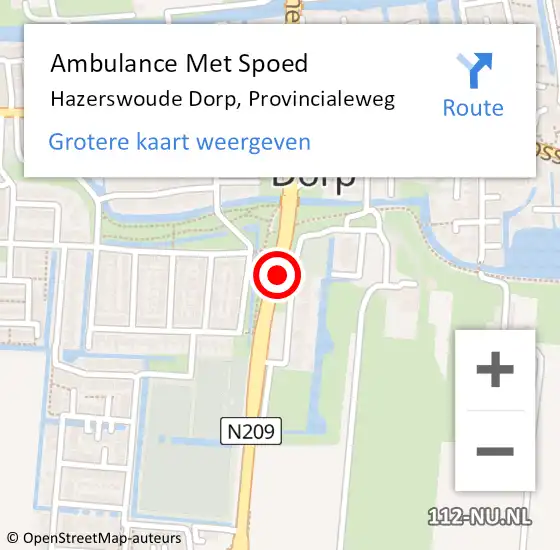 Locatie op kaart van de 112 melding: Ambulance Met Spoed Naar Hazerswoude Dorp, Provincialeweg op 27 september 2016 15:34