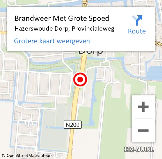 Locatie op kaart van de 112 melding: Brandweer Met Grote Spoed Naar Hazerswoude Dorp, Provincialeweg op 27 september 2016 15:47