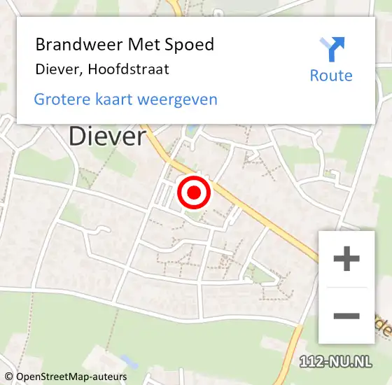 Locatie op kaart van de 112 melding: Brandweer Met Spoed Naar Diever, Hoofdstraat op 28 december 2013 17:30