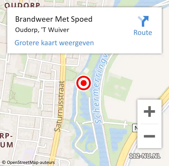 Locatie op kaart van de 112 melding: Brandweer Met Spoed Naar Oudorp, 'T Wuiver op 27 september 2016 16:29