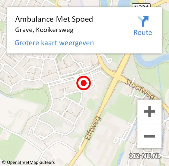 Locatie op kaart van de 112 melding: Ambulance Met Spoed Naar Grave, Kooikersweg op 28 december 2013 17:31