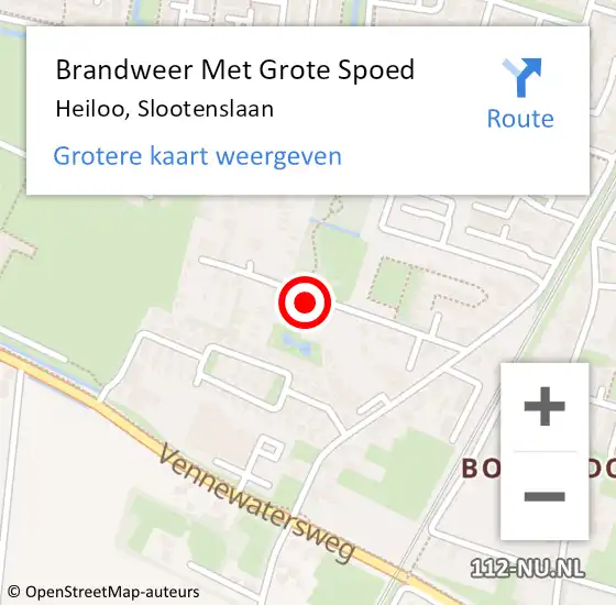 Locatie op kaart van de 112 melding: Brandweer Met Grote Spoed Naar Heiloo, Slootenslaan op 27 september 2016 17:23