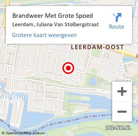 Locatie op kaart van de 112 melding: Brandweer Met Grote Spoed Naar Leerdam, Juliana Van Stolbergstraat op 27 september 2016 17:45