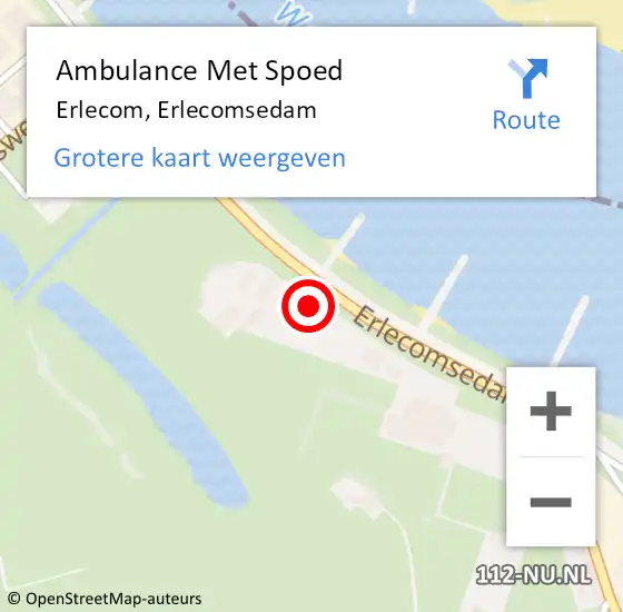 Locatie op kaart van de 112 melding: Ambulance Met Spoed Naar Erlecom, Erlecomsedam op 27 september 2016 18:07