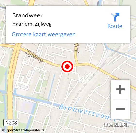 Locatie op kaart van de 112 melding: Brandweer Haarlem, Zijlweg op 27 september 2016 18:30