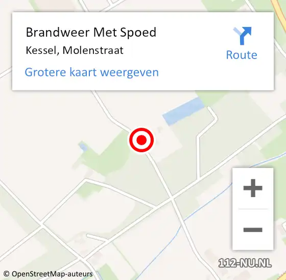 Locatie op kaart van de 112 melding: Brandweer Met Spoed Naar Kessel, Molenstraat op 27 september 2016 18:41