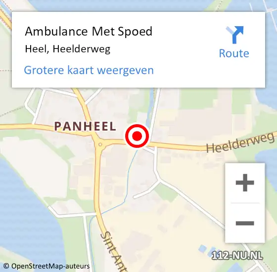 Locatie op kaart van de 112 melding: Ambulance Met Spoed Naar Heel, Heelderweg op 27 september 2016 19:05