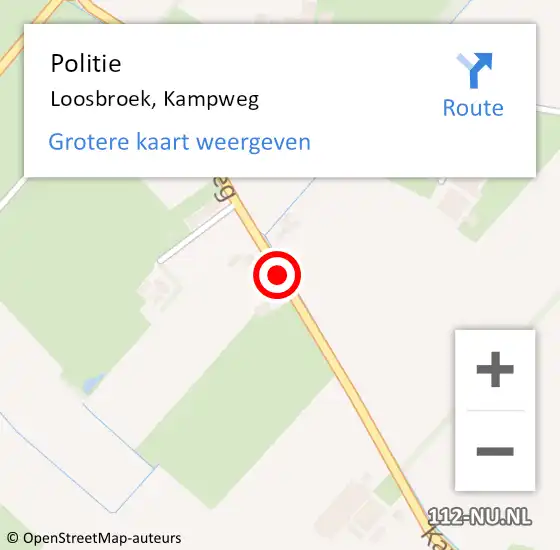 Locatie op kaart van de 112 melding: Politie Loosbroek, Kampweg op 28 december 2013 17:44