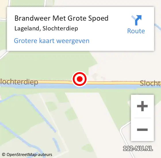 Locatie op kaart van de 112 melding: Brandweer Met Grote Spoed Naar Lageland, Slochterdiep op 27 september 2016 19:41