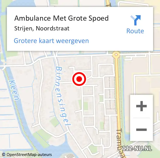 Locatie op kaart van de 112 melding: Ambulance Met Grote Spoed Naar Strijen, Noordstraat op 27 september 2016 19:45