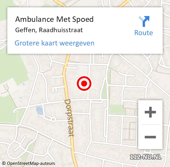 Locatie op kaart van de 112 melding: Ambulance Met Spoed Naar Geffen, Raadhuisstraat op 27 september 2016 20:00