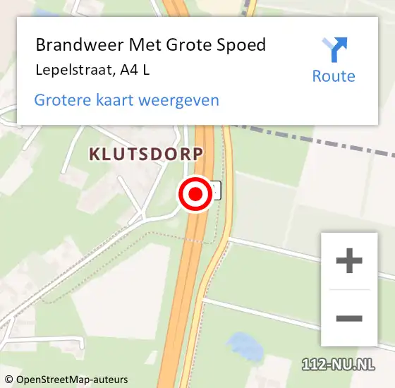 Locatie op kaart van de 112 melding: Brandweer Met Grote Spoed Naar Lepelstraat, A4 L hectometerpaal: 227,3 op 27 september 2016 20:42