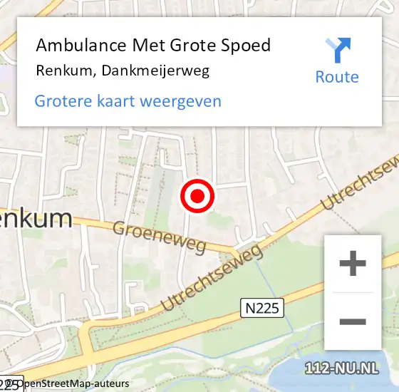 Locatie op kaart van de 112 melding: Ambulance Met Grote Spoed Naar Renkum, Dankmeijerweg op 27 september 2016 21:31