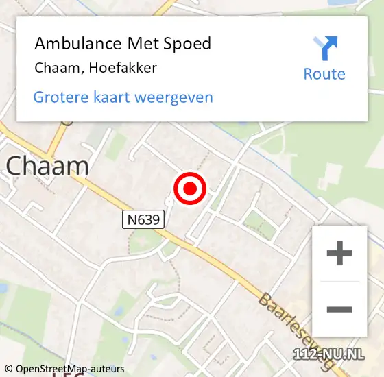 Locatie op kaart van de 112 melding: Ambulance Met Spoed Naar Chaam, Hoefakker op 28 december 2013 17:53