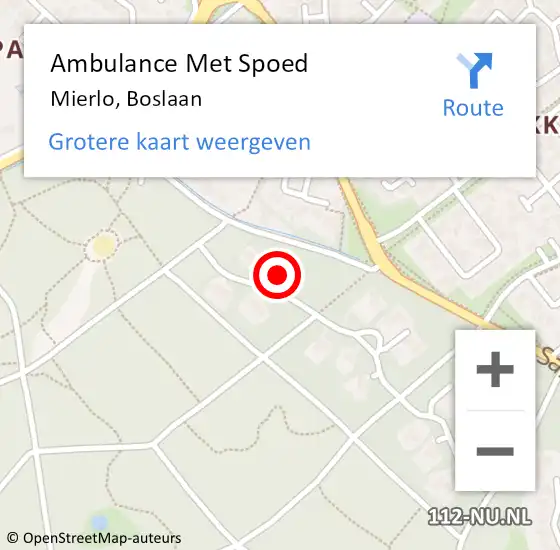 Locatie op kaart van de 112 melding: Ambulance Met Spoed Naar Mierlo, Boslaan op 27 september 2016 21:48