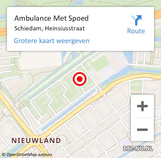Locatie op kaart van de 112 melding: Ambulance Met Spoed Naar Schiedam, Heinsiusstraat op 27 september 2016 23:12