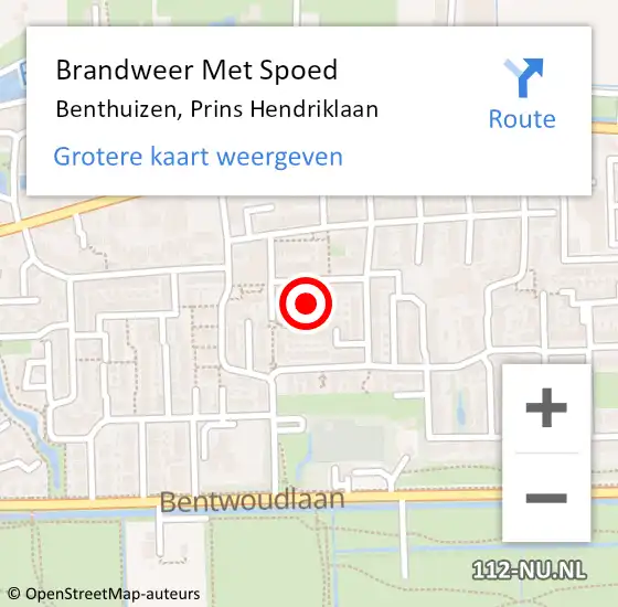 Locatie op kaart van de 112 melding: Brandweer Met Spoed Naar Benthuizen, Prins Hendriklaan op 27 september 2016 23:20