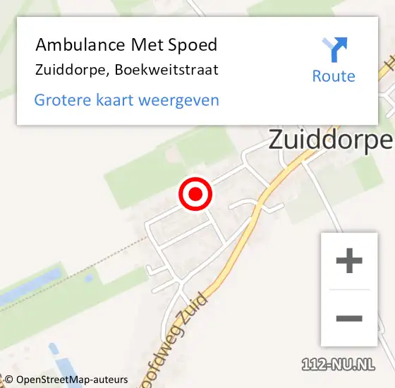 Locatie op kaart van de 112 melding: Ambulance Met Spoed Naar Zuiddorpe, Boekweitstraat op 27 september 2016 23:22