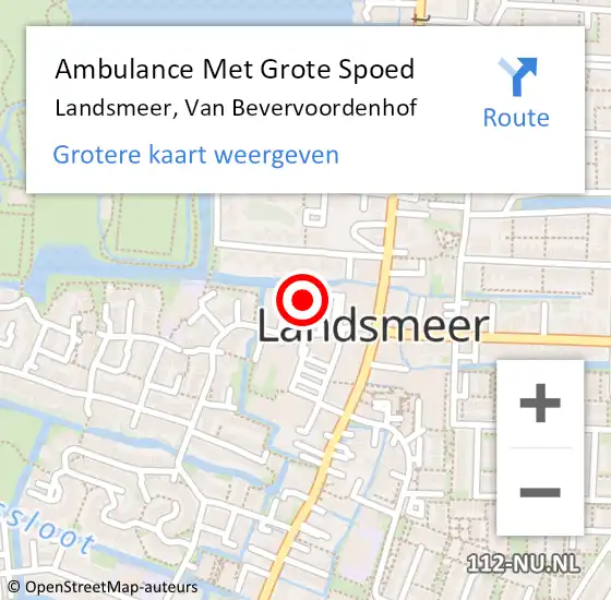 Locatie op kaart van de 112 melding: Ambulance Met Grote Spoed Naar Landsmeer, Van Bevervoordenhof op 28 september 2016 01:50