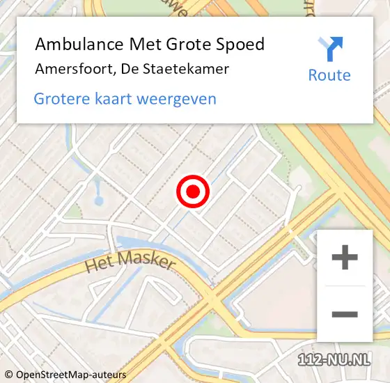 Locatie op kaart van de 112 melding: Ambulance Met Grote Spoed Naar Amersfoort, De Staetekamer op 28 september 2016 01:54