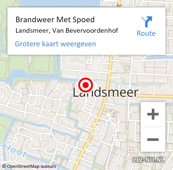 Locatie op kaart van de 112 melding: Brandweer Met Spoed Naar Landsmeer, Van Bevervoordenhof op 28 september 2016 02:22